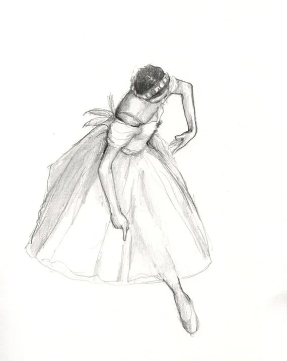 Bailarina IV Original lápiz dibujo clásico por BornInScotland