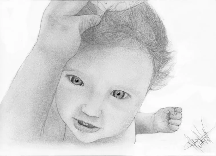 Dibujos a lapiz de rostros de bebés - Imagui