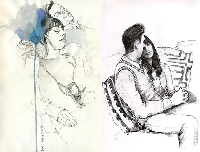 Dibujos de parejas a lapiz - Imagui