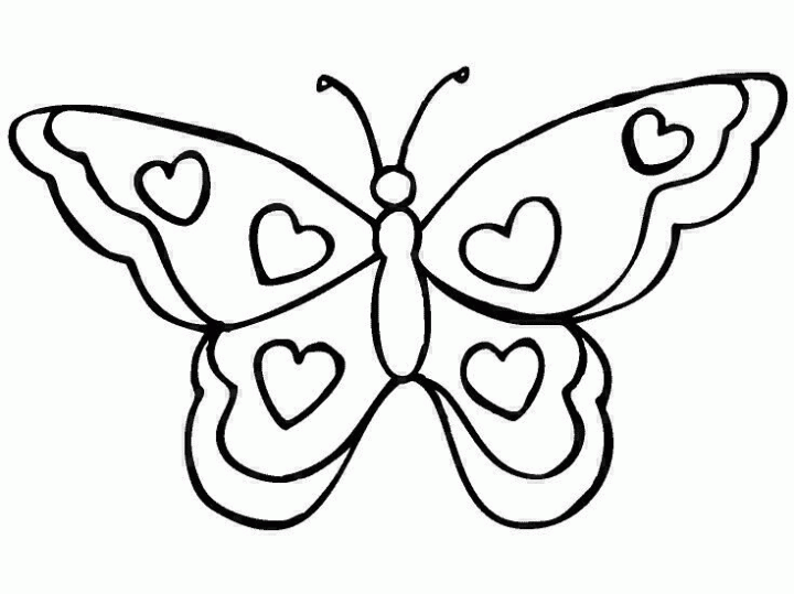 Dibujo de Mariposa con corazones. Dibujo para colorear de Mariposa ...