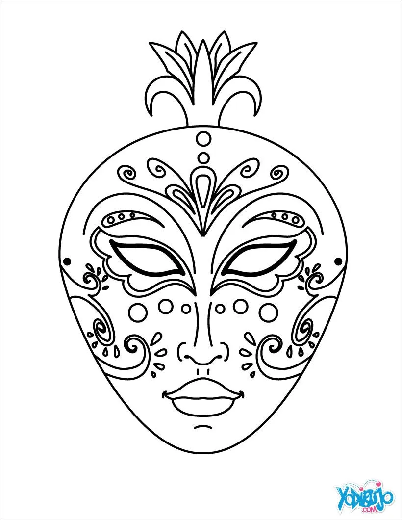 Dibujos de MASCARAS para colorear - Máscara Veneciana