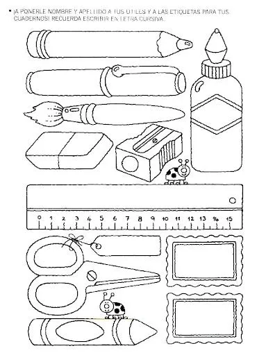 DIBUJOS DE MATERIALES DEL COLE PARA COLOREAR