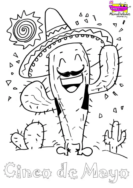 Cactus Mexicano para colorear el 5 de Mayo | Manualidades ...
