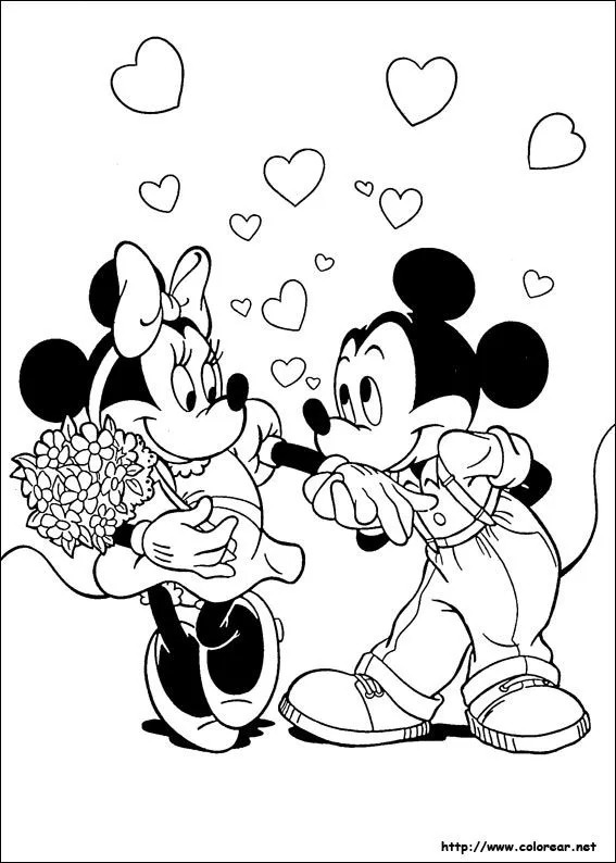 Dibujos para colorear Minnie y Mickey - Imagui