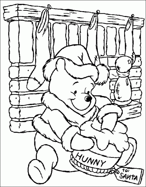 Dibujos de Navidad - Pooh para colorear