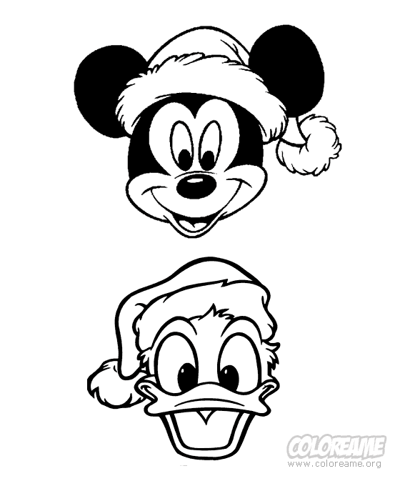 Dibujo para Colorear de Mickey y Donald de Navidad, Disney y La ...