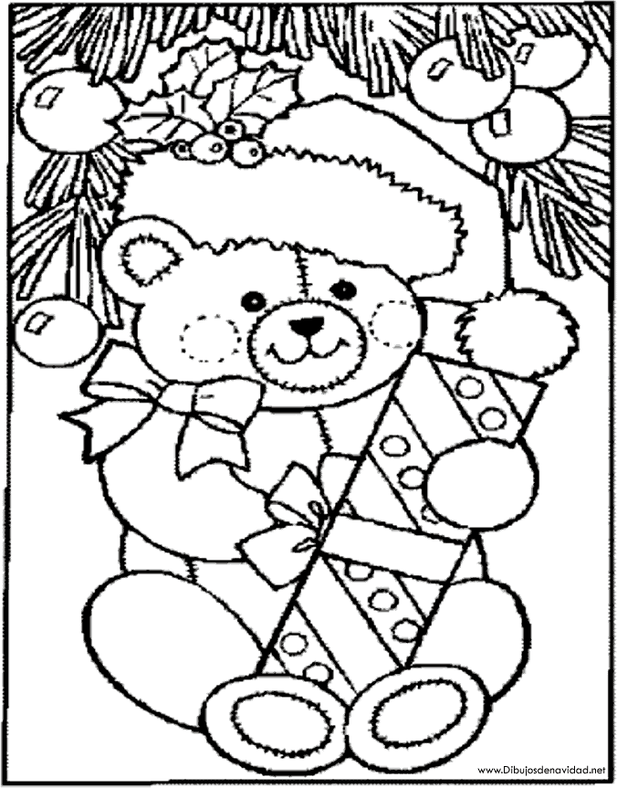 Dibujos de Navidad- Oso de Navidad para colorear Dibujos de Navidad- Oso de Navidad para colorear