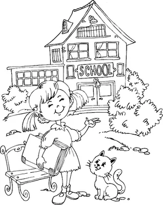 Dibujos de niños camino a la escuela para pintar | Colorear imágenes Dibujos de niños camino a la escuela para pintar | Colorear imágenes