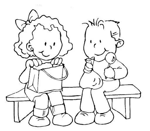 Dibujo de niños comiendo para colorear - Imagui