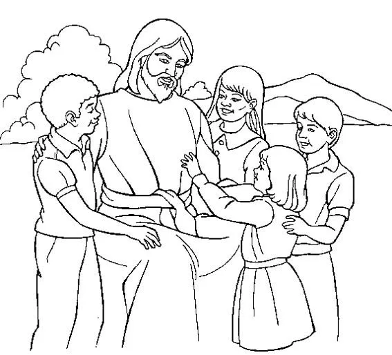 Jesus con niños para colorear para niños - Imagui