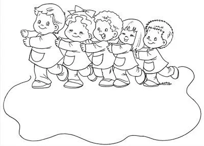 Dibujos de niños en fila para colorear - Imagui