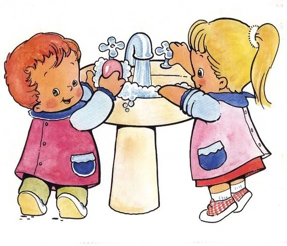 Dibujos de niños lavandose las manos para colorear - Imagui