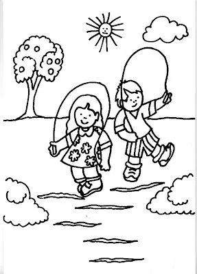 Dibujos de niños saltando para colorear - Imagui