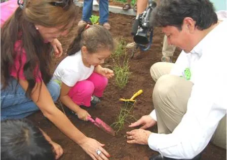 conciencia ecologica en los niños: niños plantando arboles.