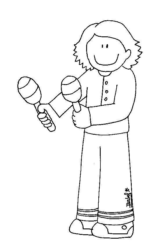 Dibujo de niño tocando un instrumento para colorear - Imagui