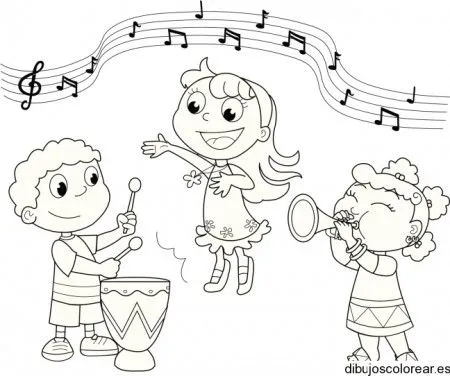 Dibujo de niños tocando instrumentos | Dibujos para Colorear