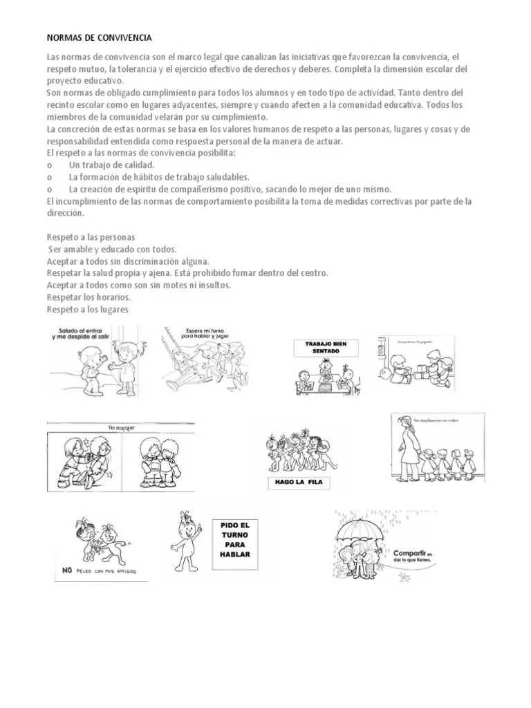 Dibujos Normas de Convivencia | PDF