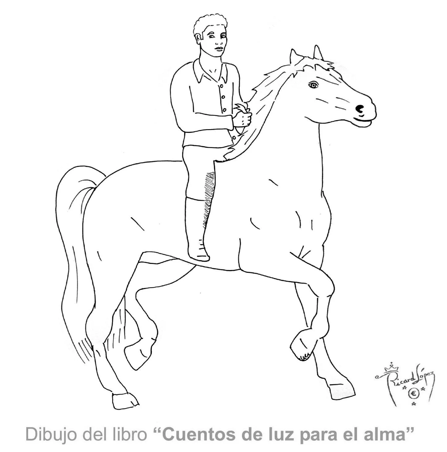 Dibujos muy originales para colorear: Dibujo de un chico montado a ... Dibujos muy originales para colorear: Dibujo de un chico montado a ...
