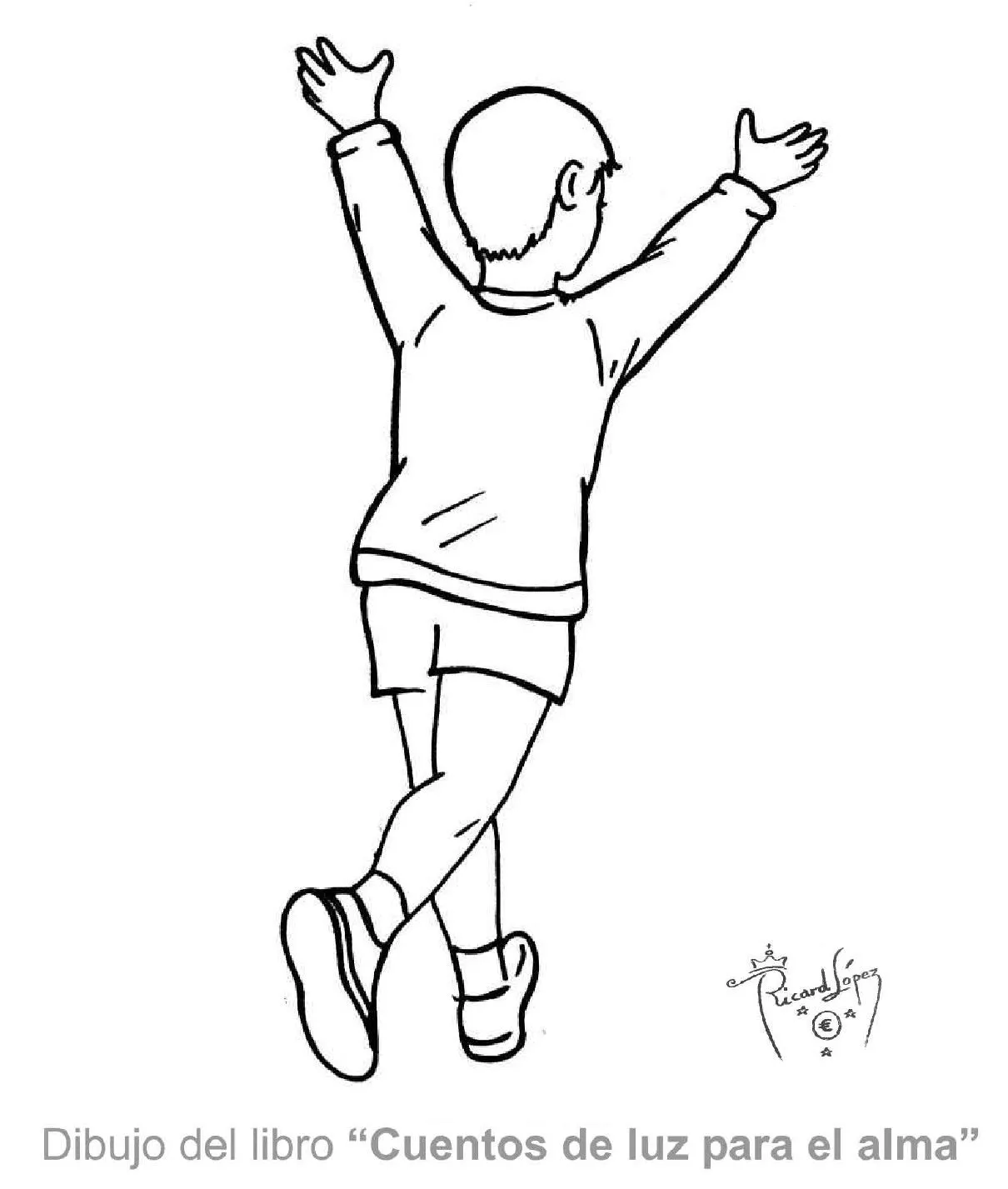Dibujos muy originales para colorear: Dibujo de un niño corriendo
