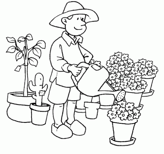 Dibujos para colorear de niños cuidando las plantas - Imagui