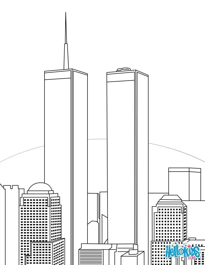 Dibujos del Día del Patriota para colorear, Las Torres Gemelas en ... Dibujos del Día del Patriota para colorear, Las Torres Gemelas en ...