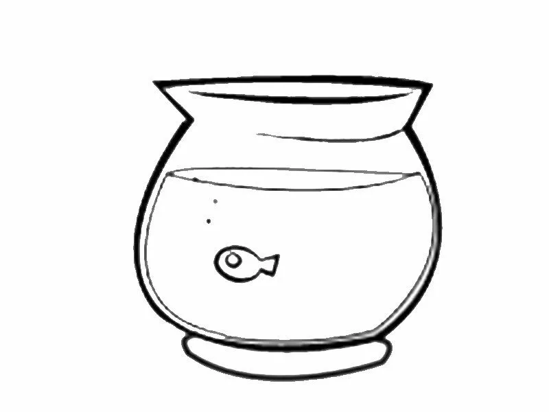 Pecera con pez pequeño: Dibujos para colorear Pecera con pez pequeño: Dibujos para colorear