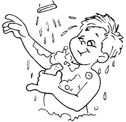 Dibujo de un niño bañándose en ducha para colorear - Imagui