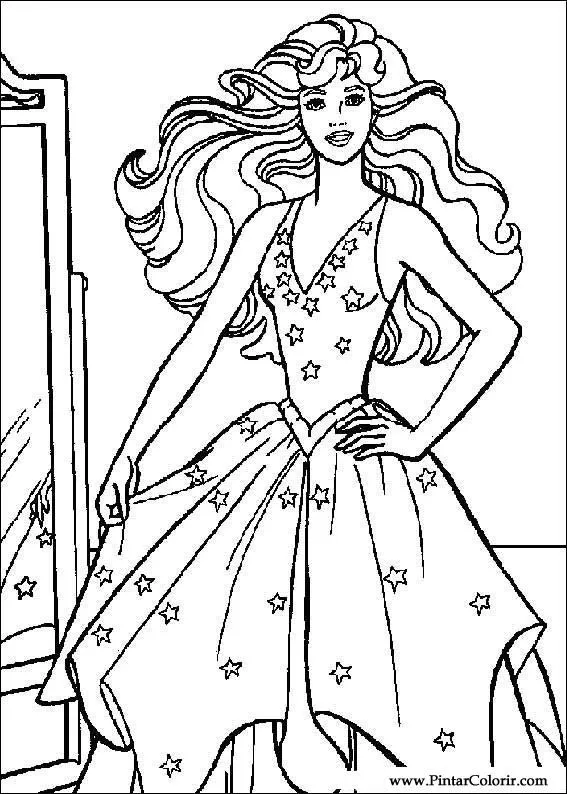 Dibujos para pintar y Color Barbie - Diseño de impresión 019 Dibujos para pintar y Color Barbie - Diseño de impresión 019