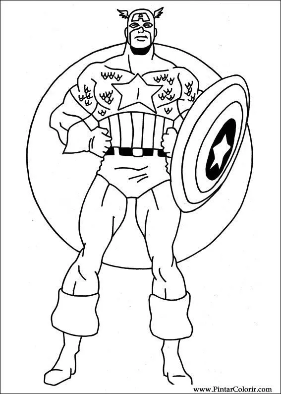Dibujos para pintar y Color Captain America - Diseño de impresión 022