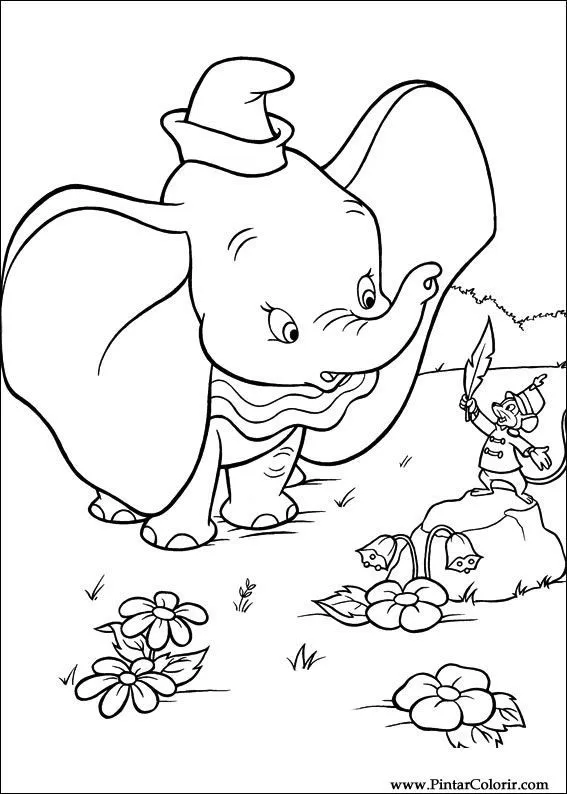 Dibujos para pintar y Color Dumbo - Diseño de impresión 001
