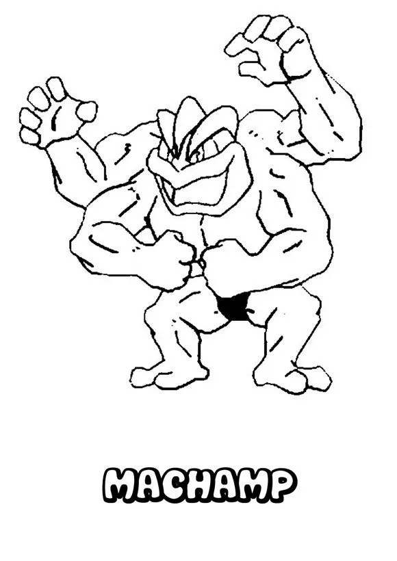 Dibujos para pintar POKEMON LUCHA, Pokemon Machamp para imprimir