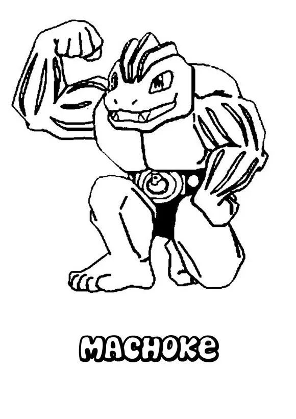 Dibujos para pintar POKEMON LUCHA, Pokemon Machoke para imprimir