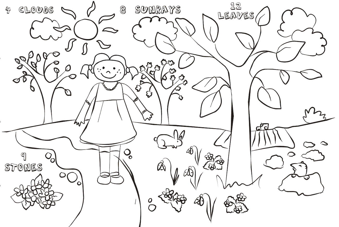 Dibujos de primavera para preescolar - Dibujos para colorear - IMAGIXS