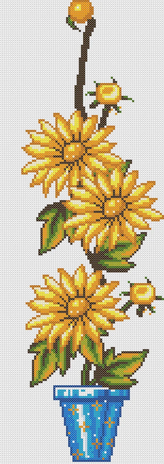 Dibujos Punto de Cruz Gratis: Sunflowers Cross Stitch Pattern - Girasoles  punto de cruz