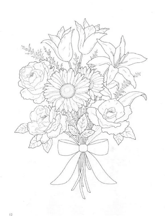 Dibujos para colorear de Ramos de flores, Plantillas para colorear ...