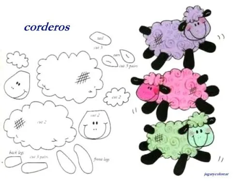 Dibujos recortables para niños Ovejas | Jugar y colorear