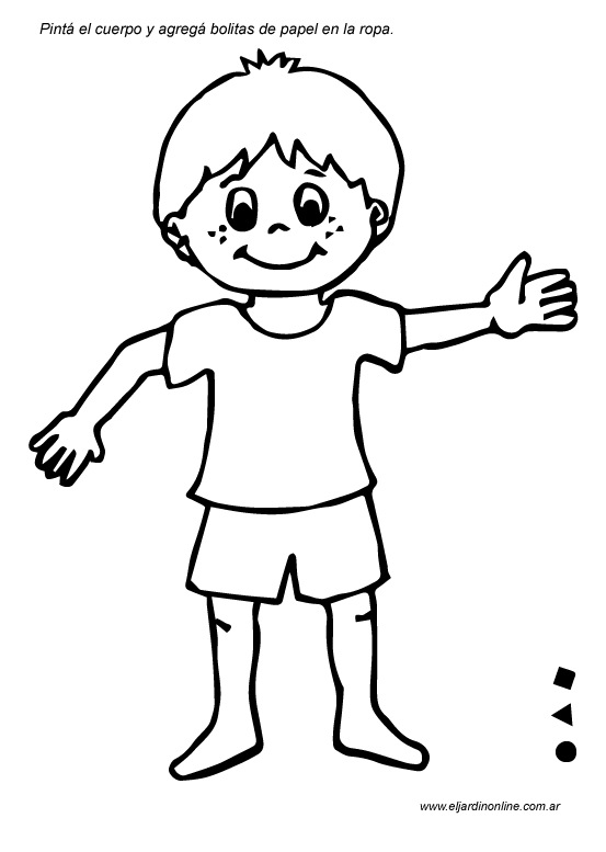 Dibujo del cuerpo humano para colorear niño - Imagui