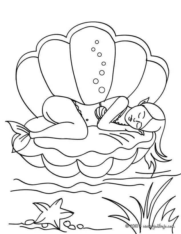 Dibujos SIRENAS para colorear, una sirena durmiendo en una concha ... Dibujos SIRENAS para colorear, una sirena durmiendo en una concha ...