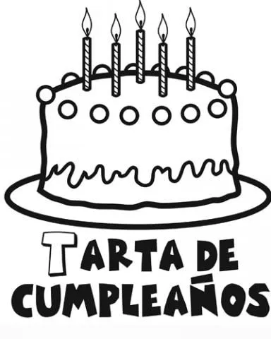 Imprimir dibujos para colorear : Tarta de cumpleaños