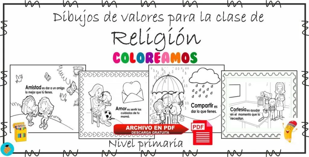 Dibujos de valores para colorear para la clase de Religión