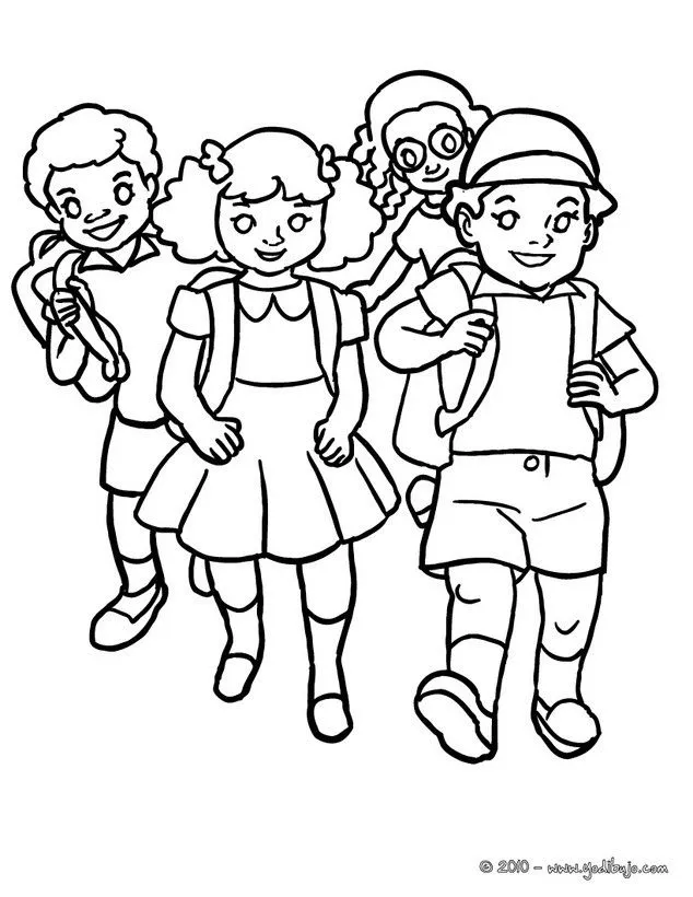 Dibujos para colorear grupo de alumnos llegando a la escuela - es ...