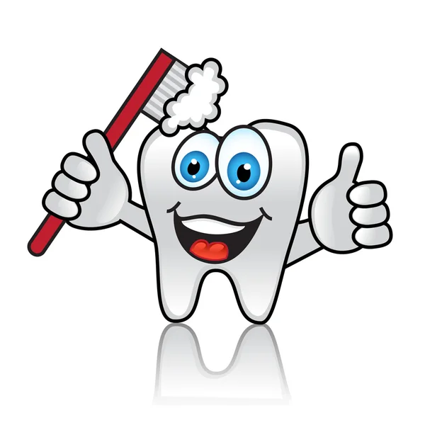 Diente de dibujos animados con cepillo de dientes — Vector stock ...