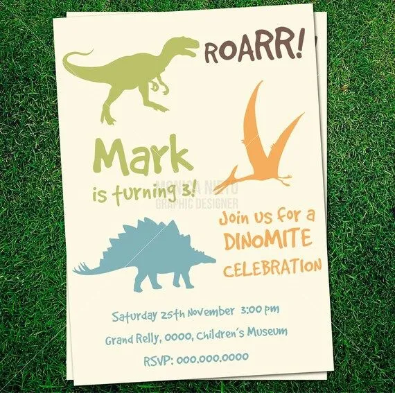 Dinosaurio para imprimir silueta invitación por MonicaGraphicDesign