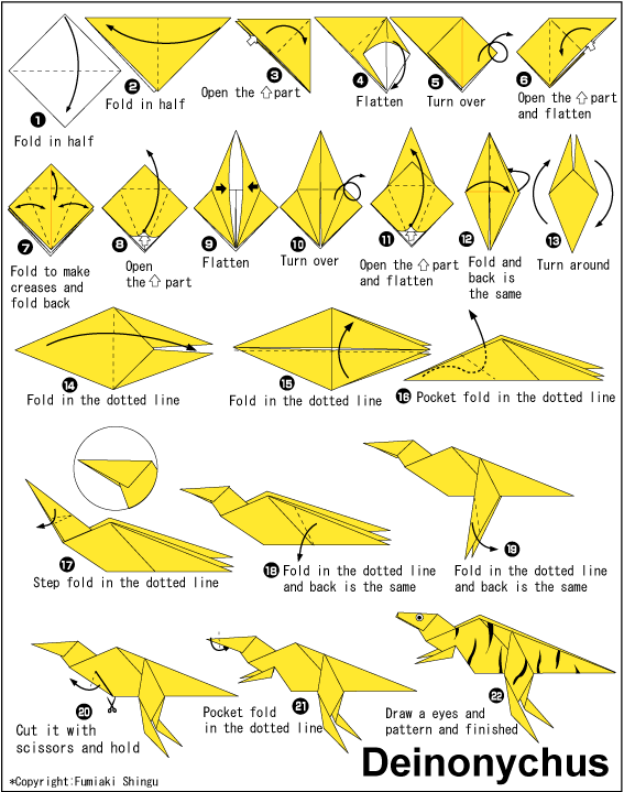 Dinosaurio origami - Imagui