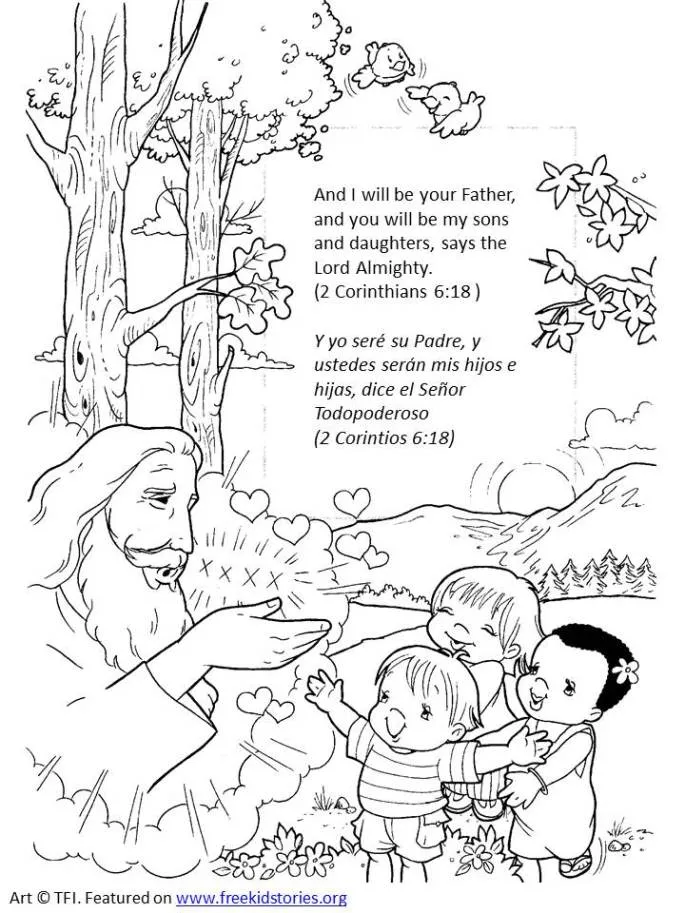 Dios es mi Padre: paginas para pintar – God is My Father coloring pages –  Free Kids Stories