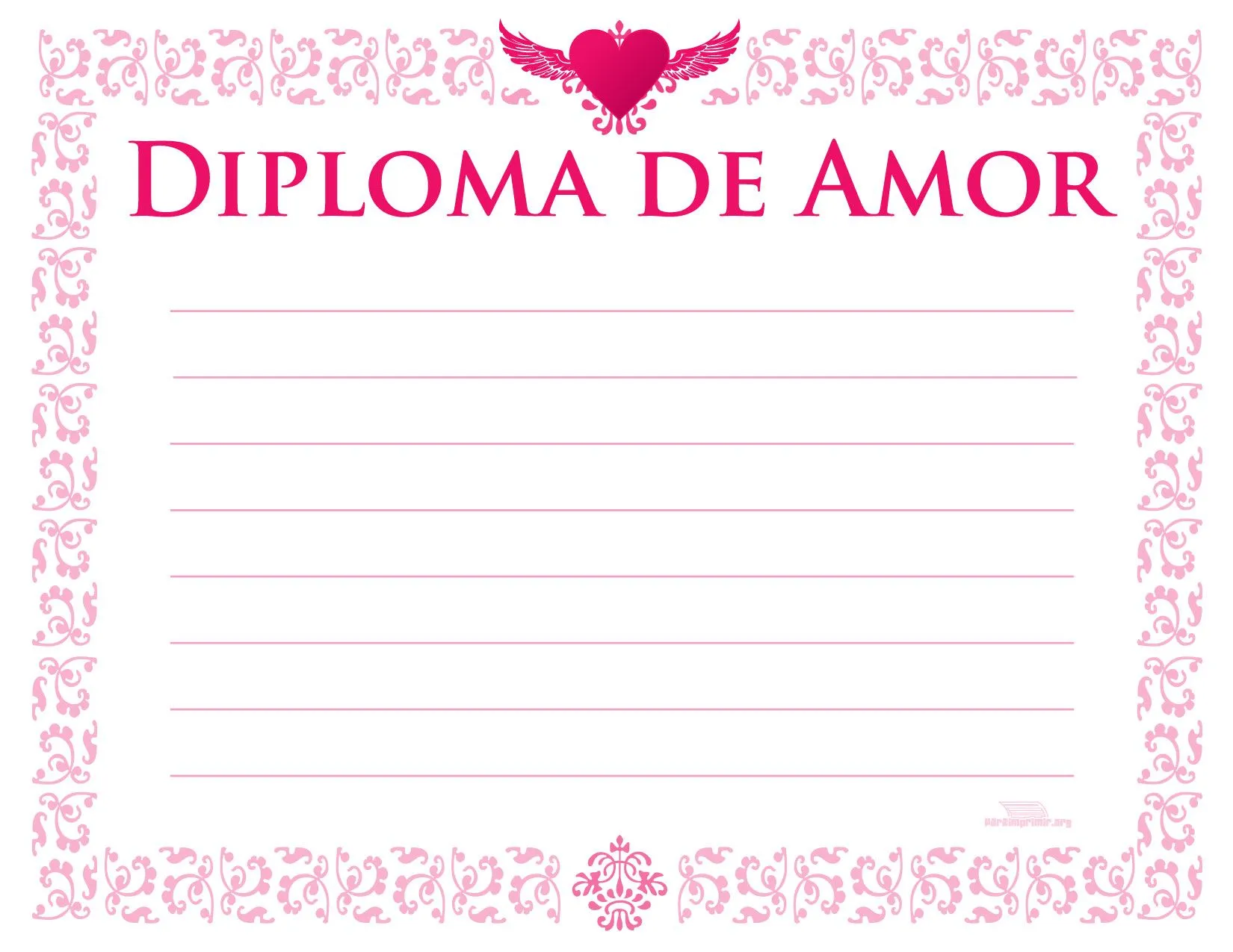 Diploma de amor para imprimir