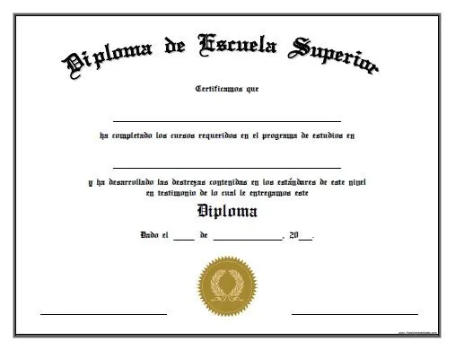 Diploma de Escuela Superior - Para Imprimir Gratis ...