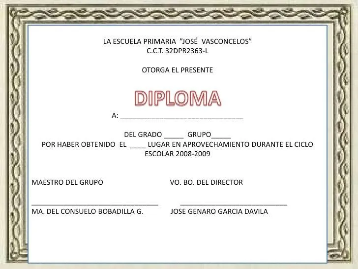 Diplomas de aprovechamiento escolar para imprimir - Imagui
