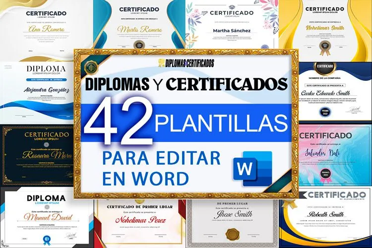 Diplomas y certificados para editar en Word | Diseños creativos