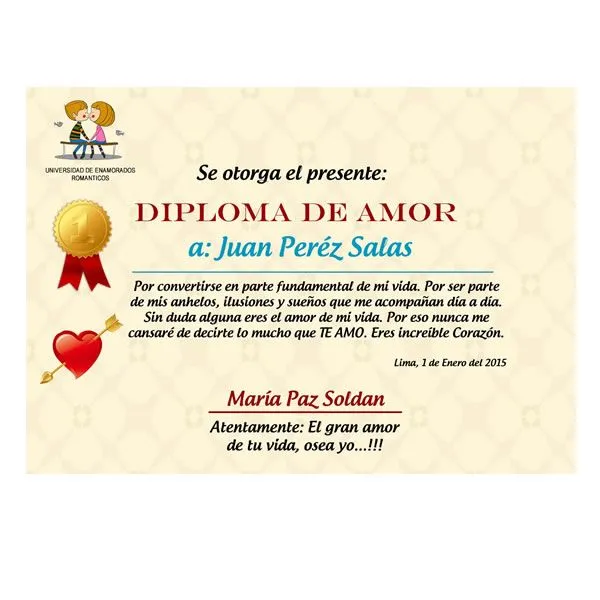 Diplomas y Certificados | Regalos para Enamorados | Regalos Peru ...